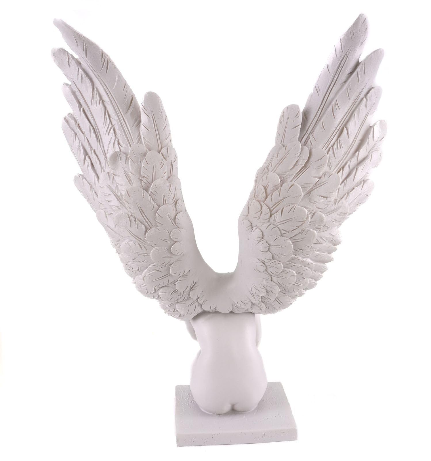Kremers Schatzkiste - Dekofigur Großer Engel der Traurigkeit Kantenhocker 40 cm Weiß Angel Engelsfigur zum hinstellen für den Innenbereich Polyresin Angel of Sadness