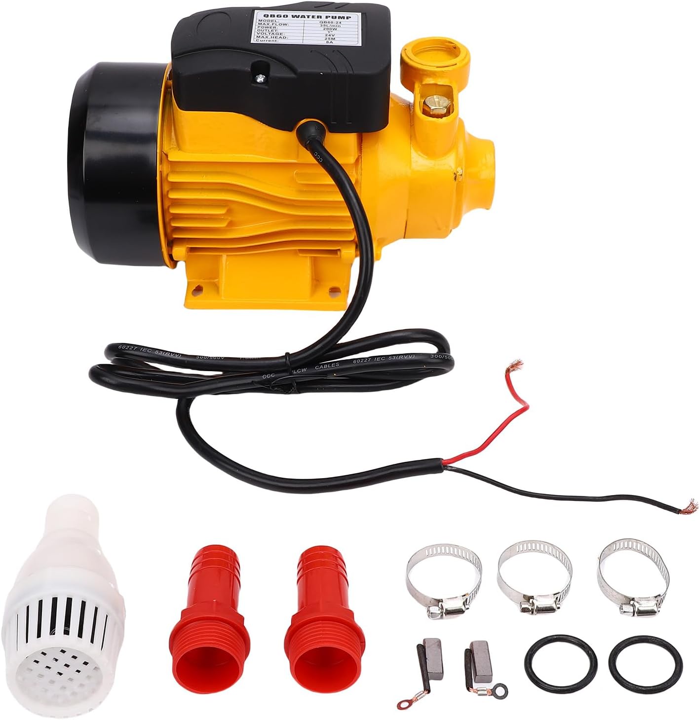 200W DC 24V ソーラーウォーターポンプ、25M ハイリフト 35L/min 流量浅井戸ポンプ、NPT 1 インチ入口出口付