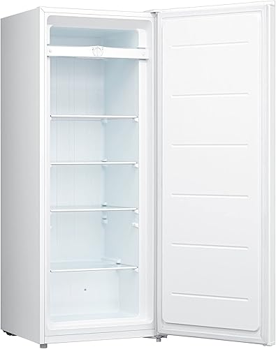 Koolatron Congelador vertical listo para el garaje, 7.0 pies cúbicos (198 litros), blanco, baja helada, parte trasera plana que ahorra espacio,