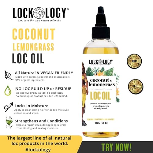 Miniatura 2 de Lockology Loc Oil; Crema hidratante de coco y limoncillo para rastas; aceite para el cabello para rastas Productos para rastas