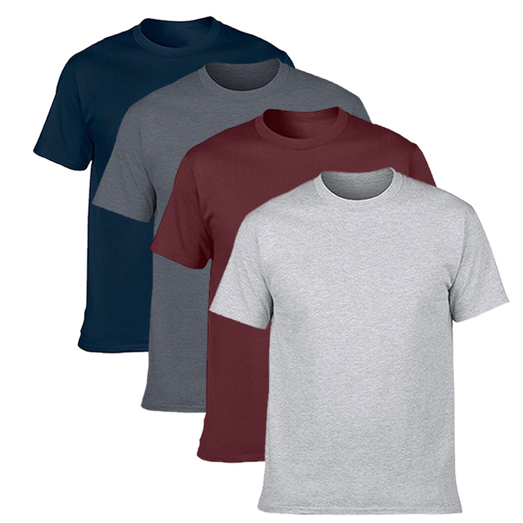 NewDenBerMen's Classic Basic Solid Crew Neck Soft Cotton T-Shirt 4 Pack