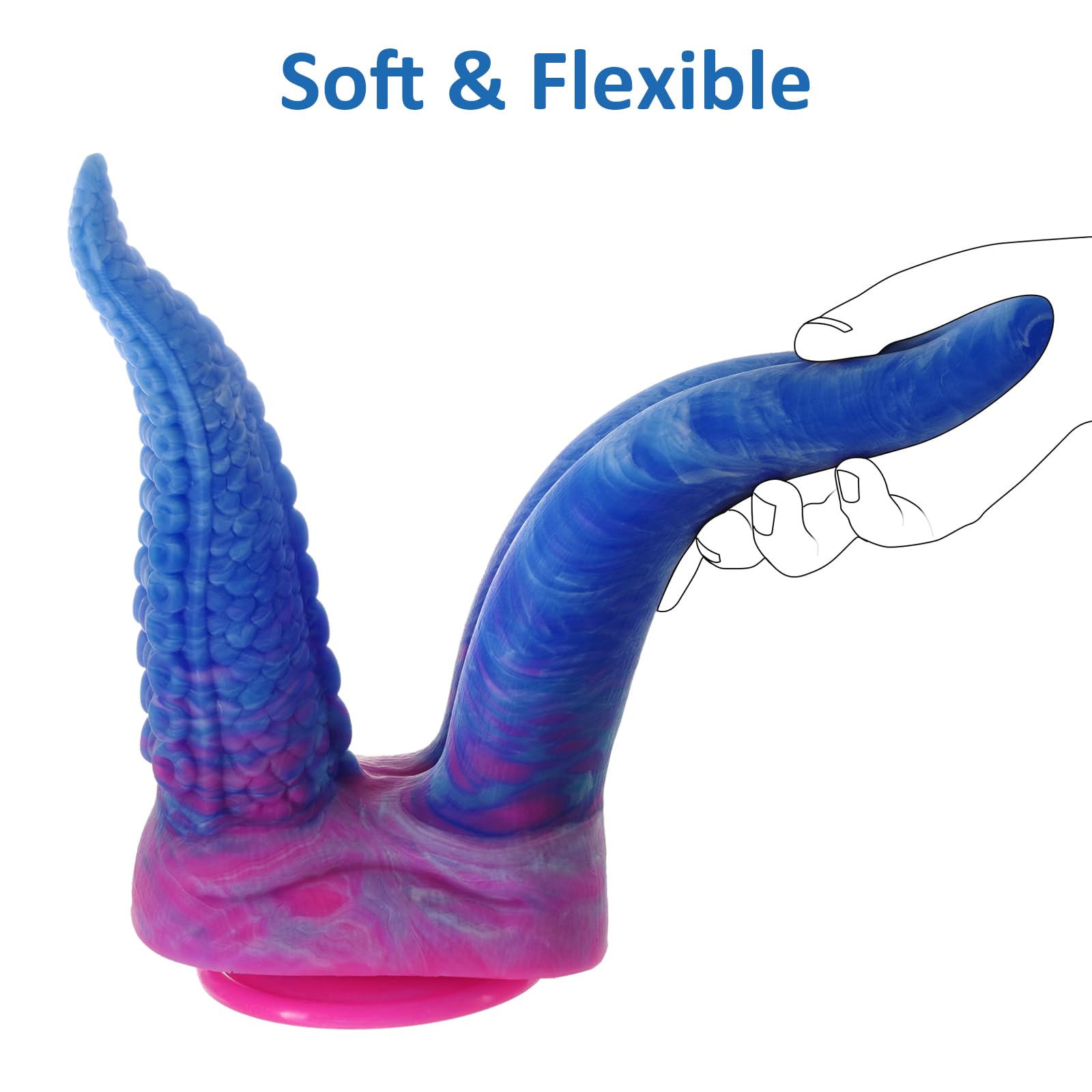 Shkanla Monster Double-Ended Dildo, 10.8 inch Huge Tentacle Realistic Dildo Silicone Big Anal Dildo with Strong Suction Cup, Tongue G-spot Dildo Lifelike Fake Penis Adult Sex Toys for Women: Blue Pink