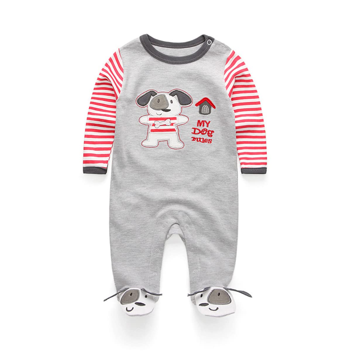 MAMIMAKA Baby Strampler Pyjama Baumwolle Overall Jungen Mädchen Schlafanzug Langarm Fußbodys Einteiler Outfits