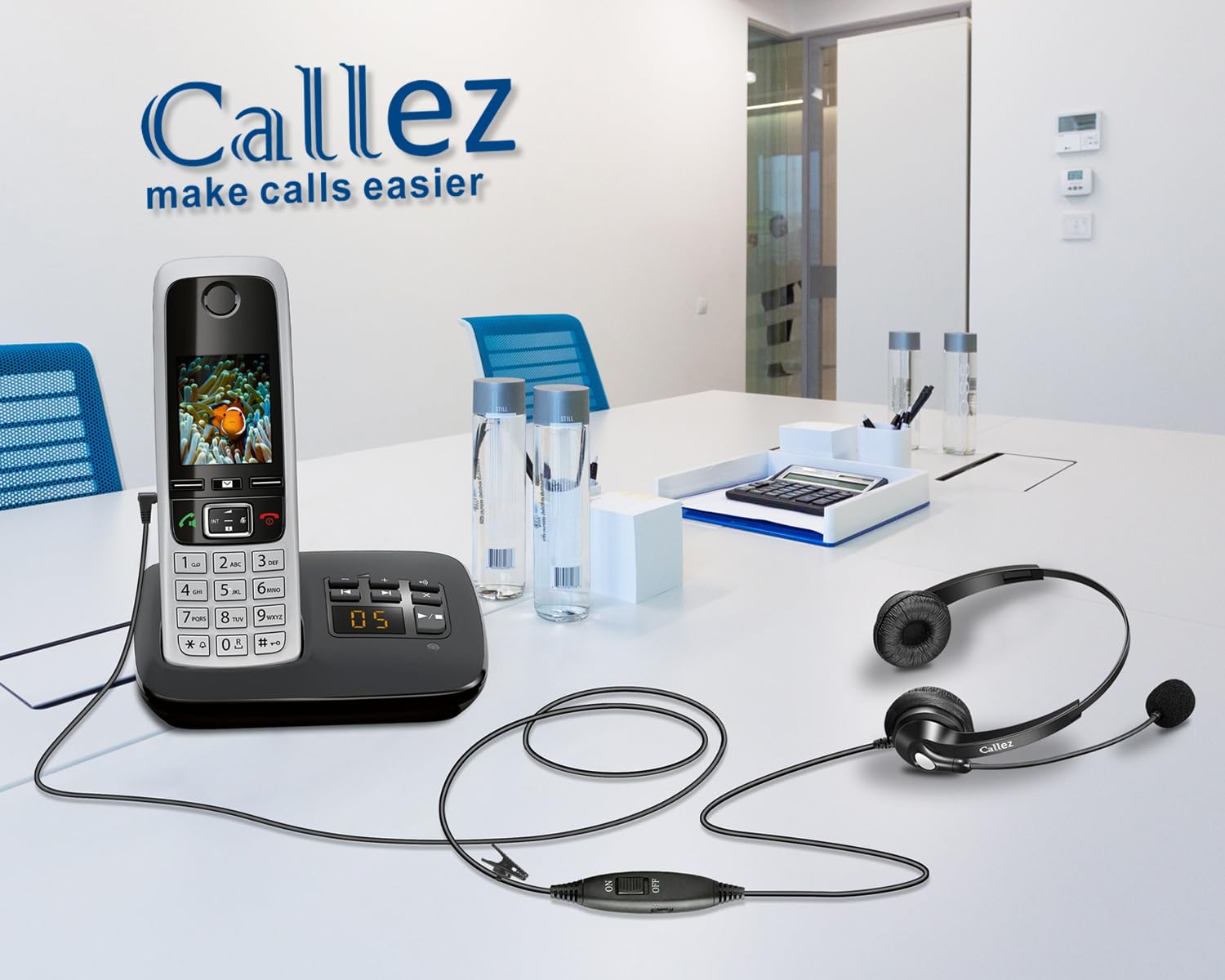 Casque Téléphone Fixe 2,5 mm avec Micro Anti-Bruit, Oreillette Filaire pour Gigaset C430A C530A Panasonic Cisco Spa 303 Polycom Grandstream Zultys Téléphones sans Fil Dect Bureau Centre d'appel