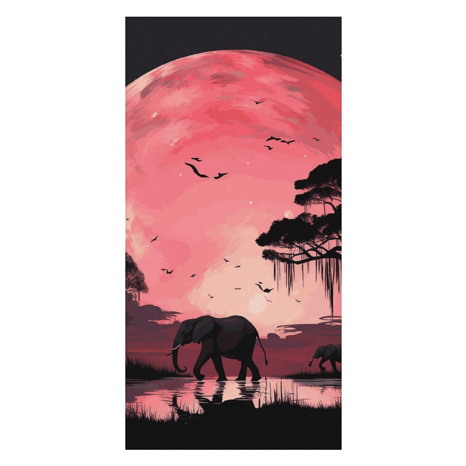 Pink Moon Elephant Beach Towel Extremely Soft Oversized Towels Lightweight Sports Absorbent Bath Towel Suitable 160"x80" for Swimming Camping Beach