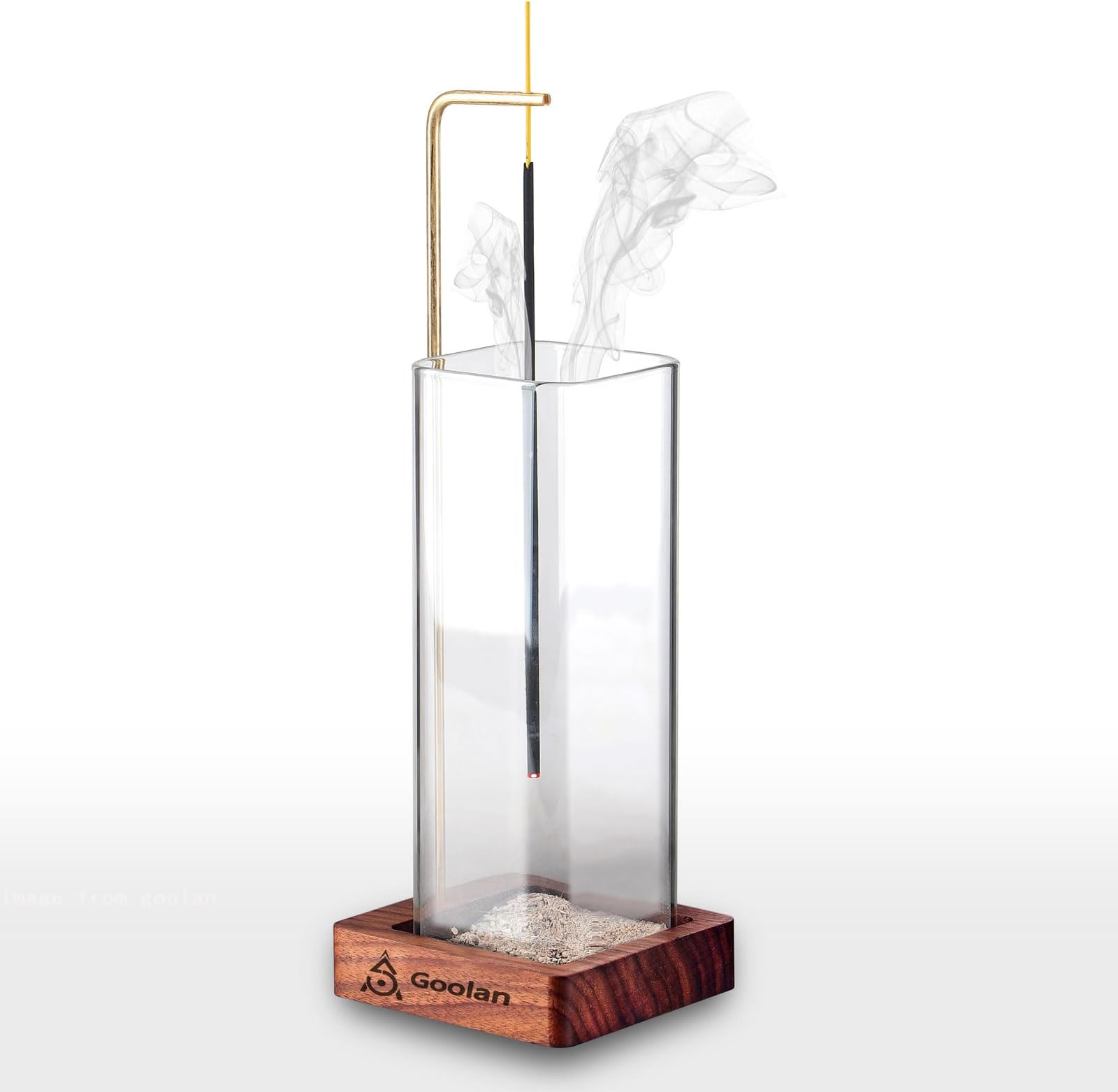Goolan Incense Holder for Sticks [Anti-Ash Flying] with Removable Glass Ash Catcher No Mess Incense Burner