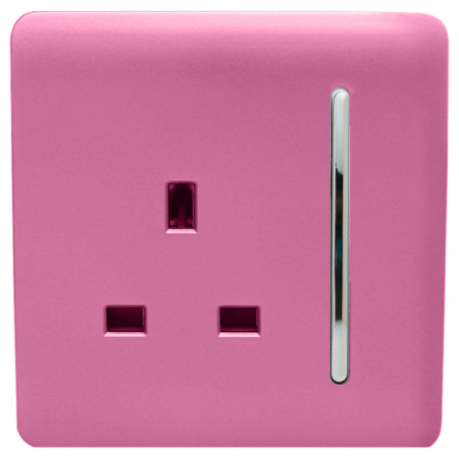 Trendi Switch 1 Gang 13 Amp Switched Plug Socket - Candy Pink