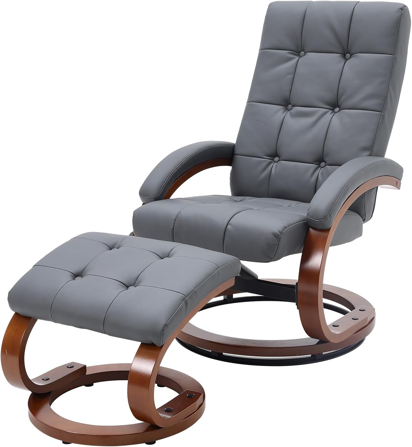 INMOZATA PU Leather Reclining Chairs with Footstool and Reclining
