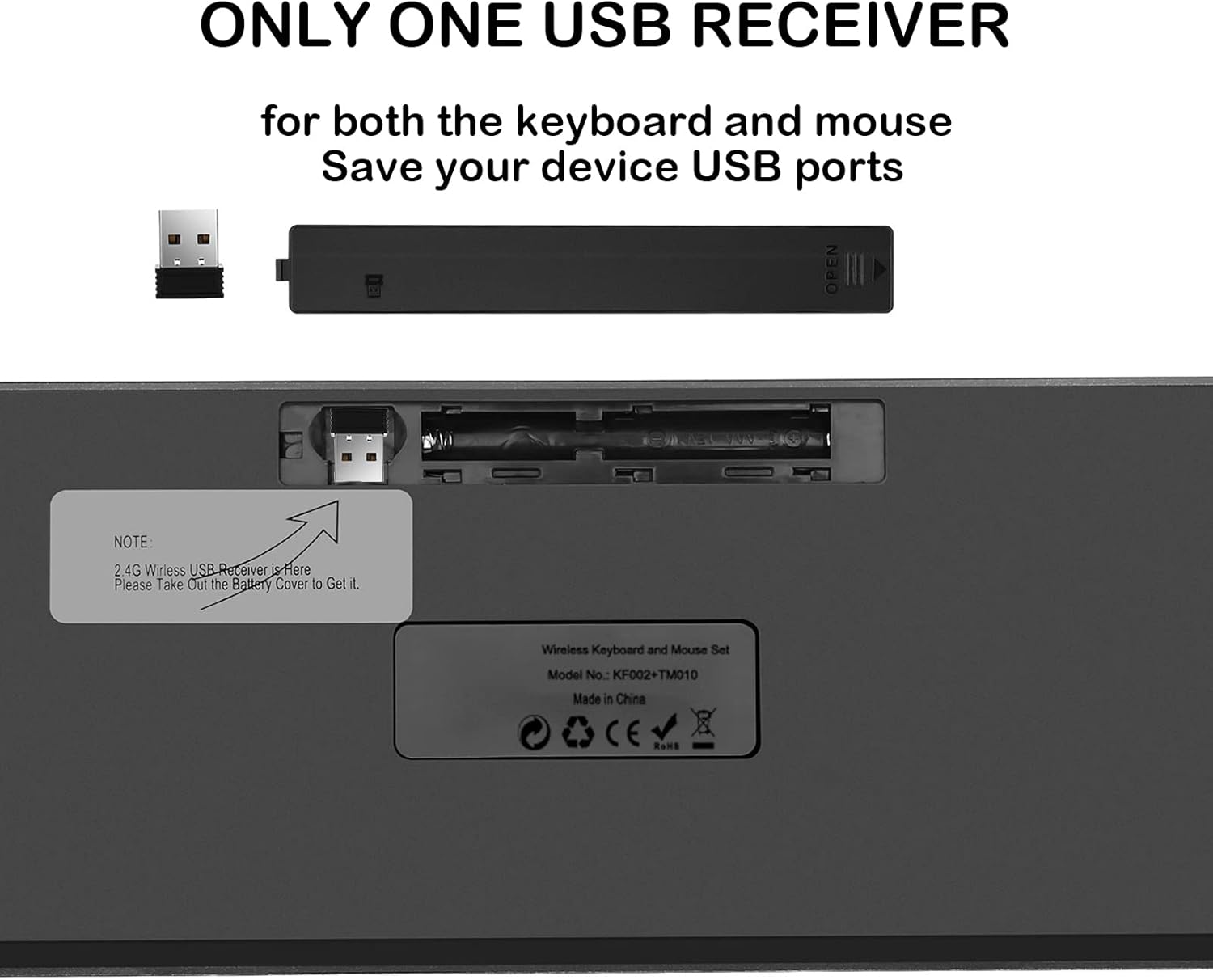 USB Receiver Location and Battery Compartment