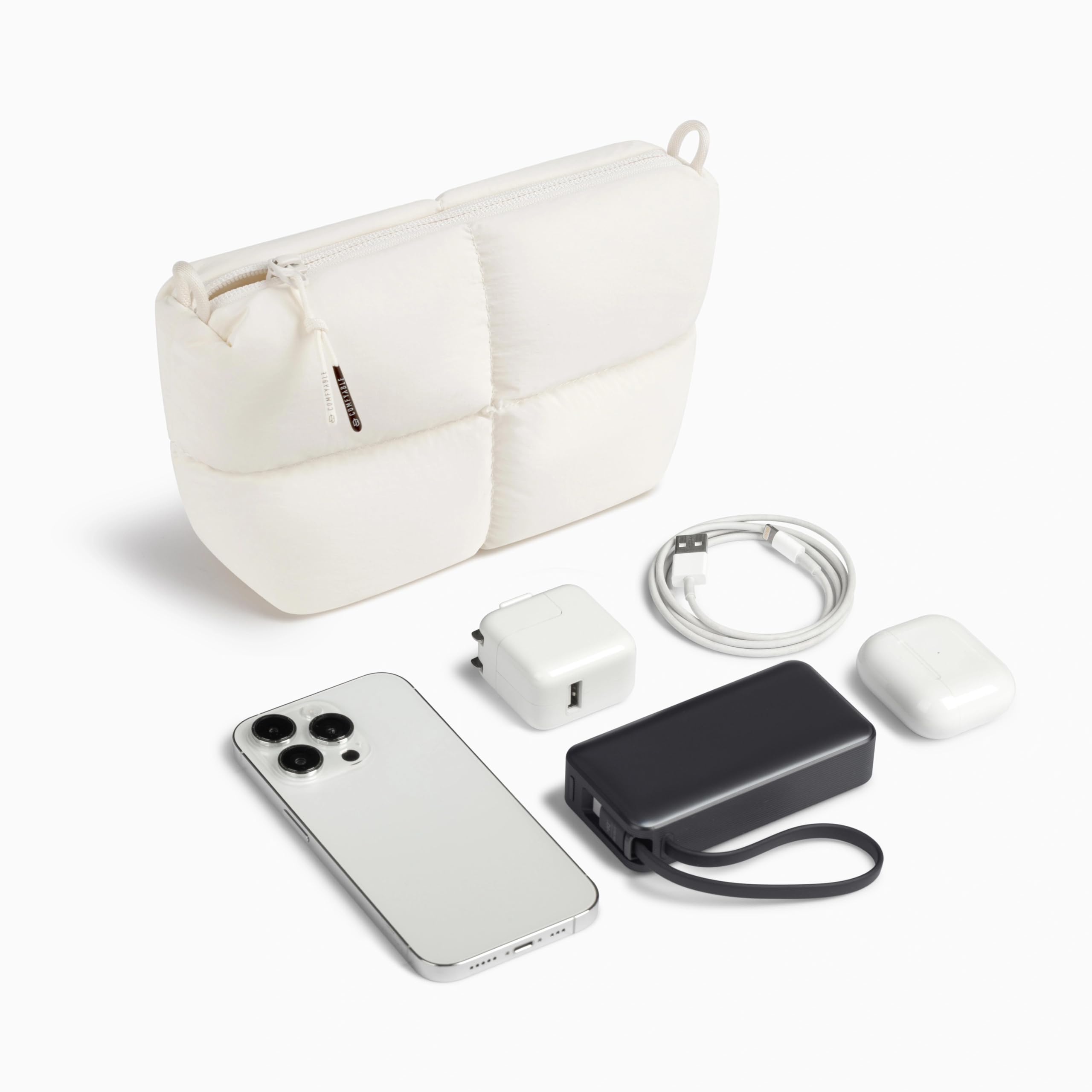 Comfyable Puffy Electronics Organizer da viaggio, grazioso sacchetto tecnico per donne e uomini, custodia per cavi per caricabatterie, telefono, power bank, cavo, custodia compatta per accessori