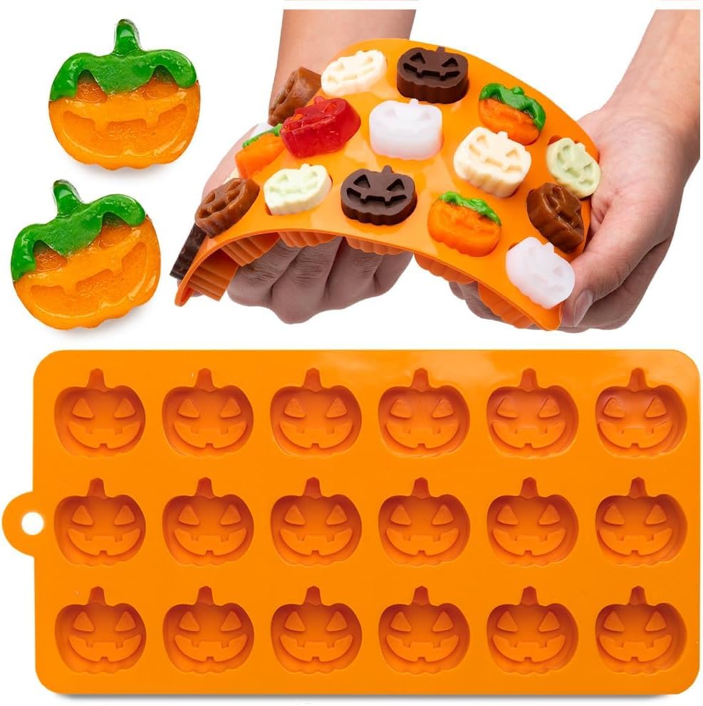 Skytail 18 Slot Halloween Pumpkin Candy Mould for DIY Baking Trick or Treat Chocolates Candy Gummy Jelly Halloween Cake Decoration Cupcake Topper Ice Cube Pudding Muffin Cookie Tray Candle Waxmelts (B0DH4NQG1H) Amazon Price History, Amazon Price Tracker