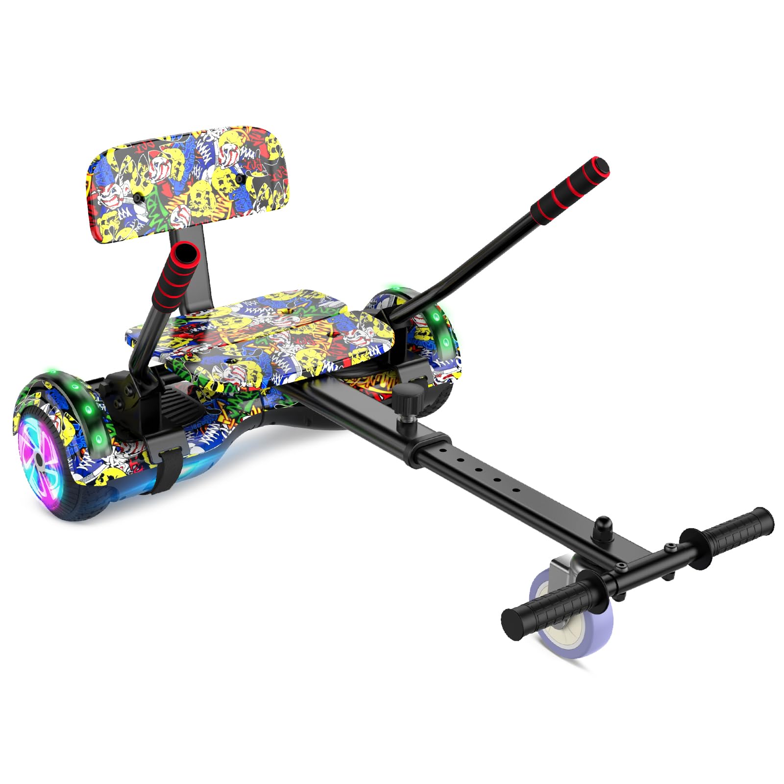TS TST GRP LLC Trottinette avec siège, trottinette équilibrée 6,5'“ 8,5”' avec haut-parleurs Bluetooth et lumière LED colorée avec kart, Graffiti+Graffiti