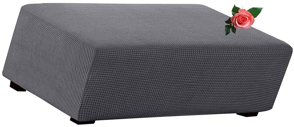 Hockerbezug rechteckig Samt Jacquard Husse Überzug hocker Bezug für Ottomane Fußbank Stretch Ottomane Bezug Rund Quadratische Rechteckige(#9,140x70-95cm)