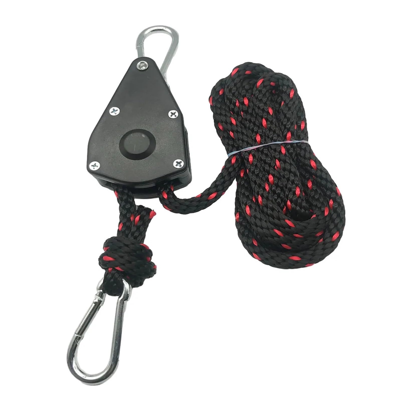 10mm 3/5/10m 100kg Tenda da campeggio Corda Puleggia Cricchetti Canoa Barca Poppa Lega Imbottiture Corda Heavy Duty Corda regolabile Gancio(Black 10m)