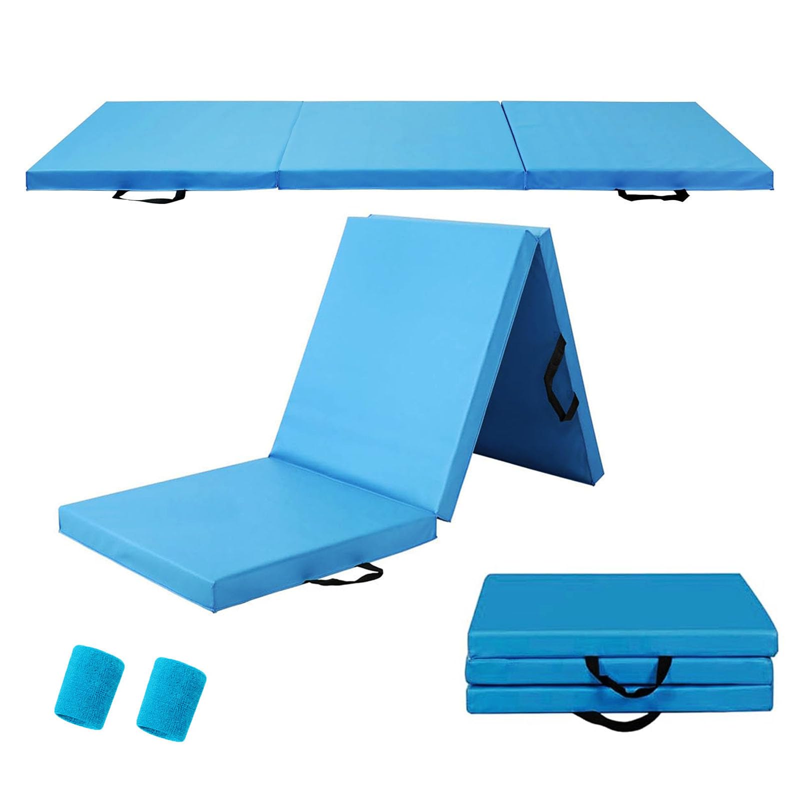 KEFOTA Gymnastics Exercise Mat - 2 Inch Thick Gym Mat PU Leather Waterproof for Tumbling, Folding Easy Carry Durable Gymnastic Mat, Balance and Home Workouts for Practice and Training Fitness