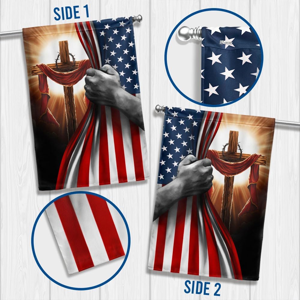 Flags-Christian Cross Flag MLH814F, House Flag (29.5" x 39.5")-USA House Garden Flags Premium Polyester-Decorative Outdoor Flags