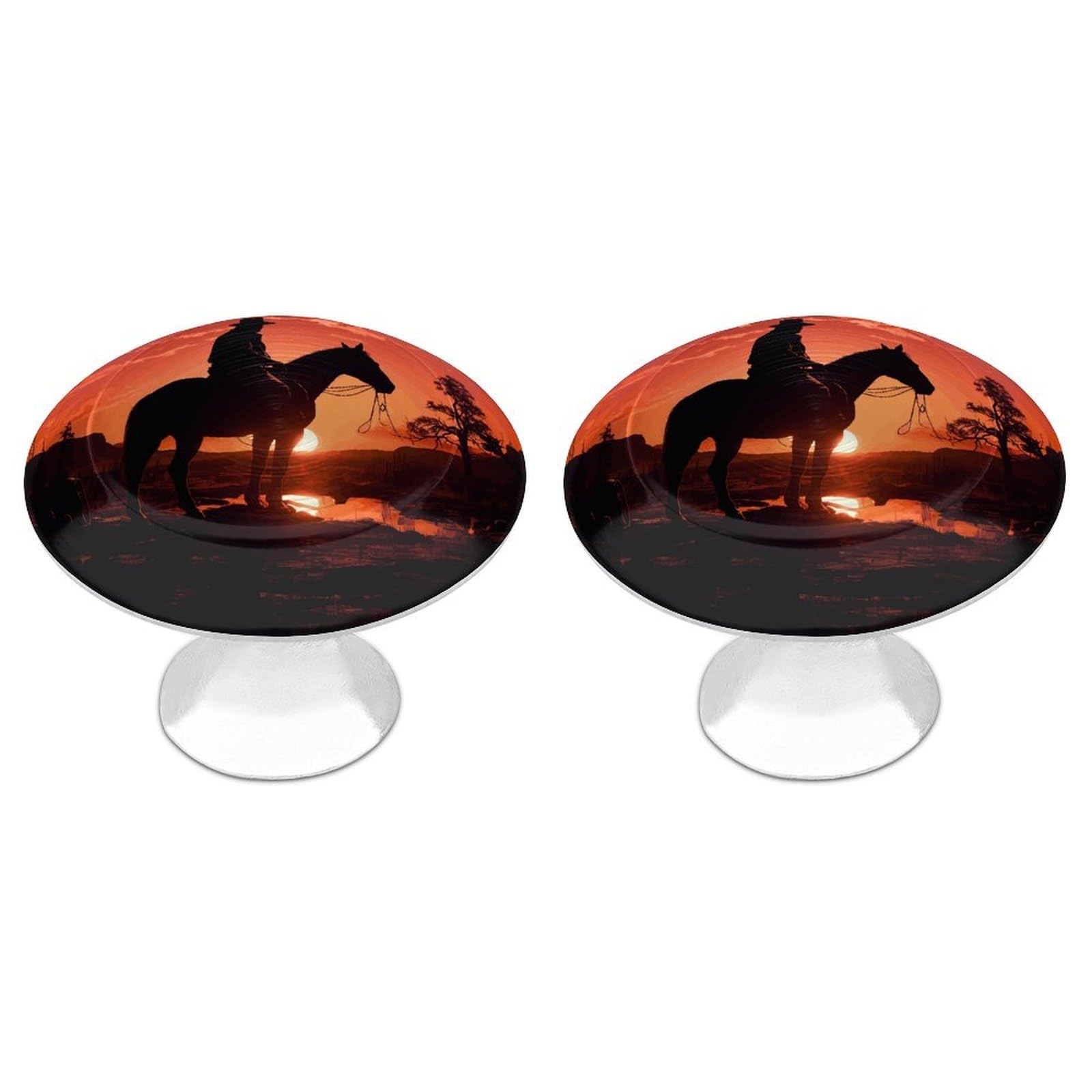 Rldobofe White 2 Pack Cabinet Knobs Round Drawer Pulls Cowboy West Dresser Knob Cupboard Door Handles Hardware For Kitchen Bathroom Cabinets