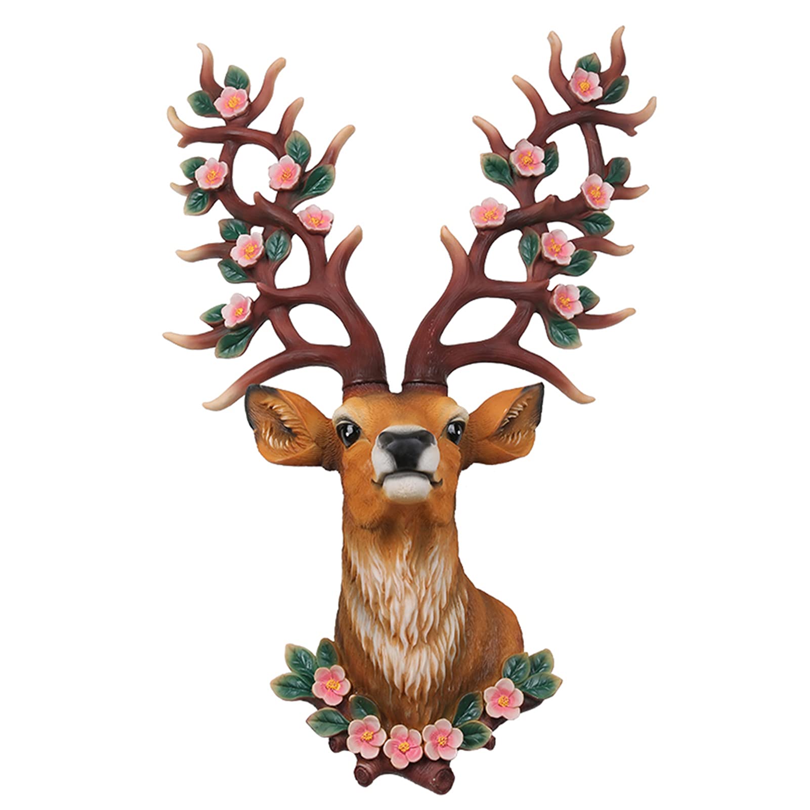 Animal Head Wall Art, Deer Head Wall Decor Handmade Farmhouse Decor - Fake Taxidermy Deer Antlers Gallery Wall Decor yellow