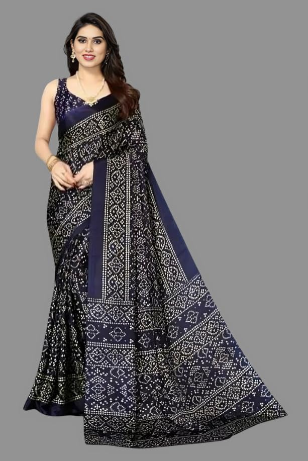 DREAM STYLE Women's Bandhani Printed Soft Silk Saree With Unstitched Blouse Piece