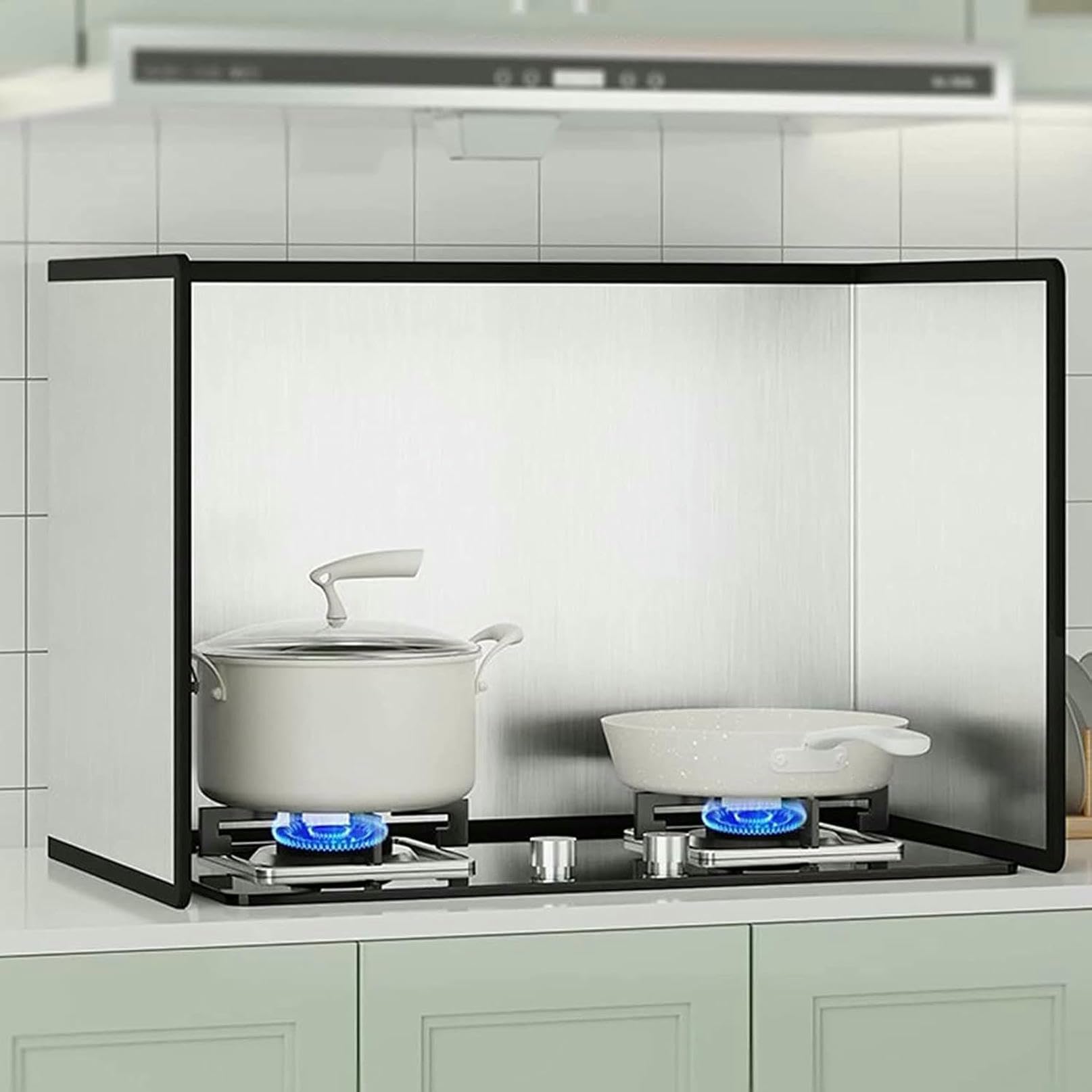 Protezione antispruzzo di Grasso per fornelli Pieghevoli, Protezione antispruzzi per padelle, Protezione per Scudo antispruzzo da Cucina, per Protezione Schermo Stufa (3 Sides 75x80x50cm)