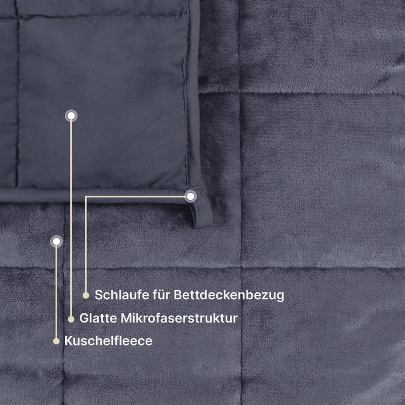 Bestlivings Gewichtsdecke 135x200cm - Entspannungsdecke 9kg - Anti Stress und Therapiedecke Anthrazit - Öko Tex - beschwerte Kuscheldecke mit Glasperlenfüllung