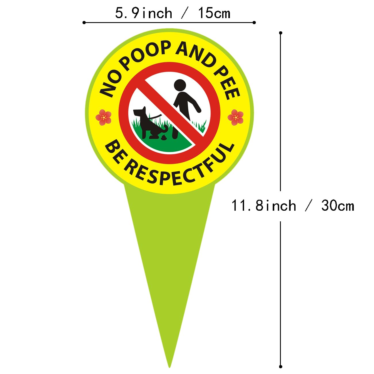 2 Pack No Dog Poop Signs For Yard - Double Sided Aluminum 'Be Respectful' Signs With Stakes 11.8x5.9 Inches