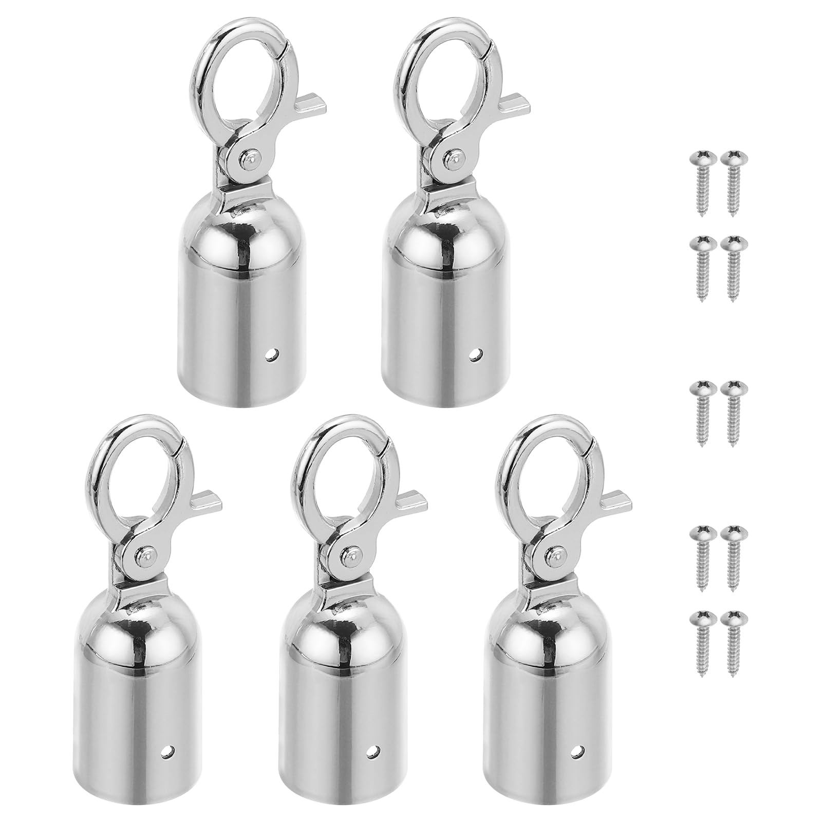 PATIKIL 32x95mm Fermacorda Per Paletti, 5Pz Corde in Velluto Ganci Baccello Per Estremità Corda Barriere Ganci Scatto Transenne Delimitazione Controllo Folla Divisori Coda, Argento