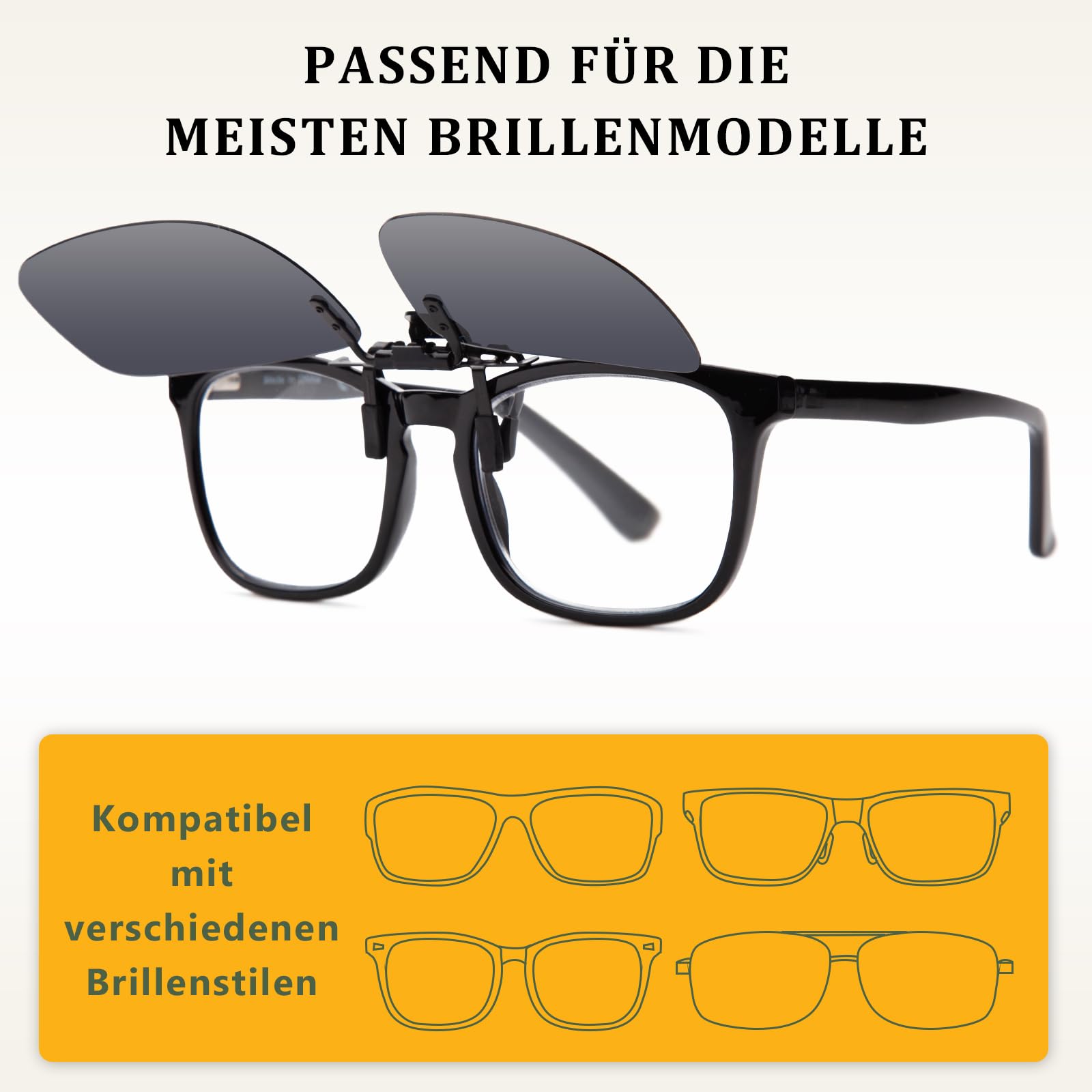 Clip-On Polarisiert Sonnenbrille UV400 Schutz Ideal für alle Outdoor-Aktivitäten
