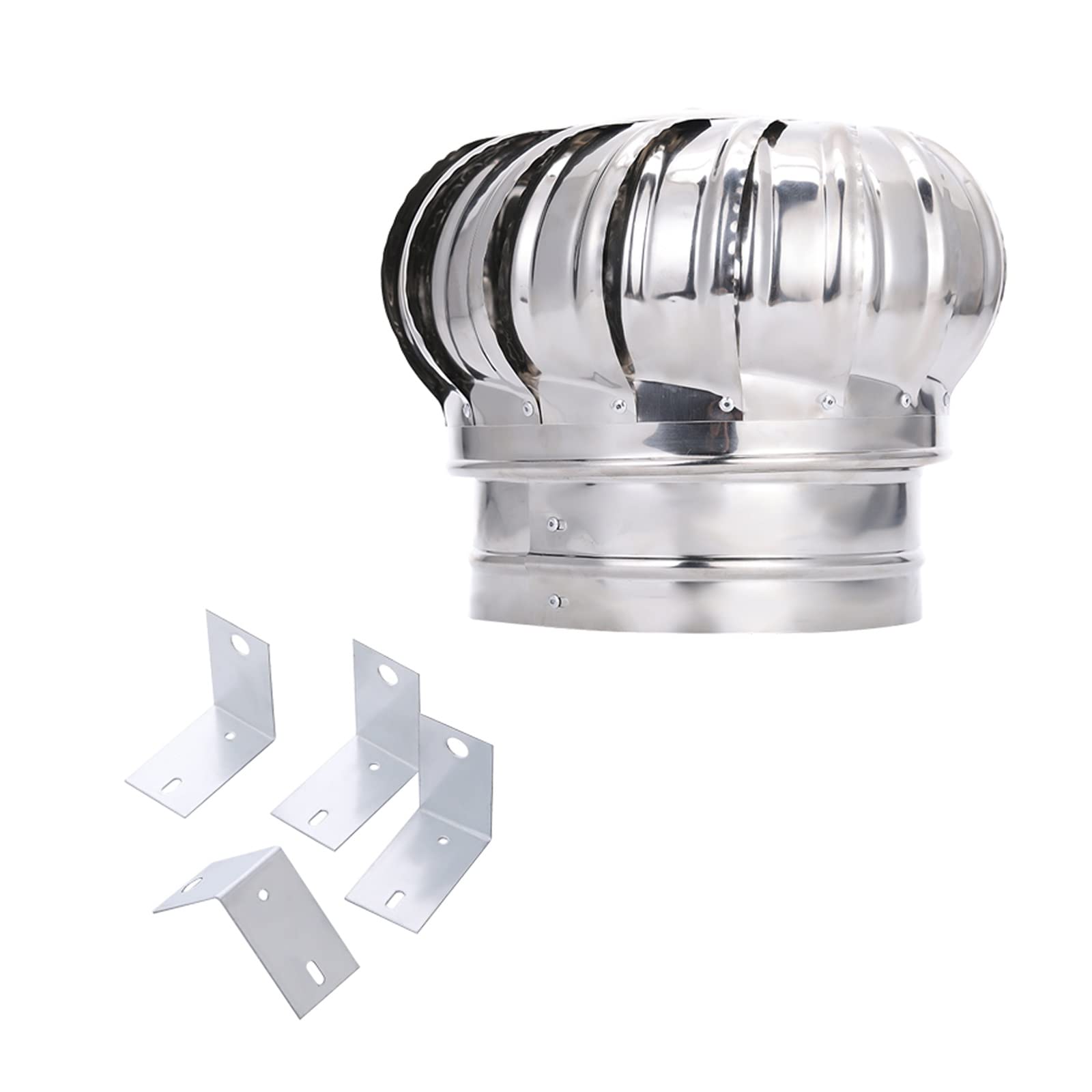 Chimney Cowl, Unpowered roof Ventilator, Rotating Chimney Cap Vent Wind Circular Galvanized(400mm 15.7in)