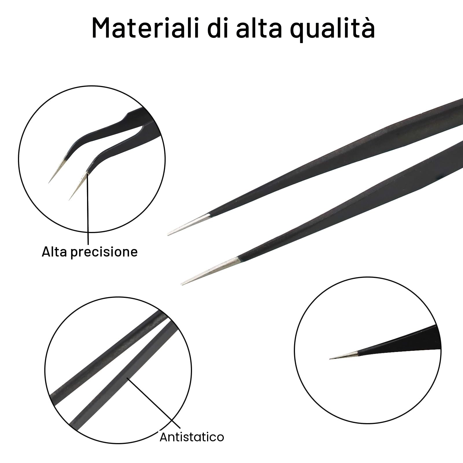 Pinzette ESD in acciaio inox di precisione antistatiche per riparazioni elettroniche