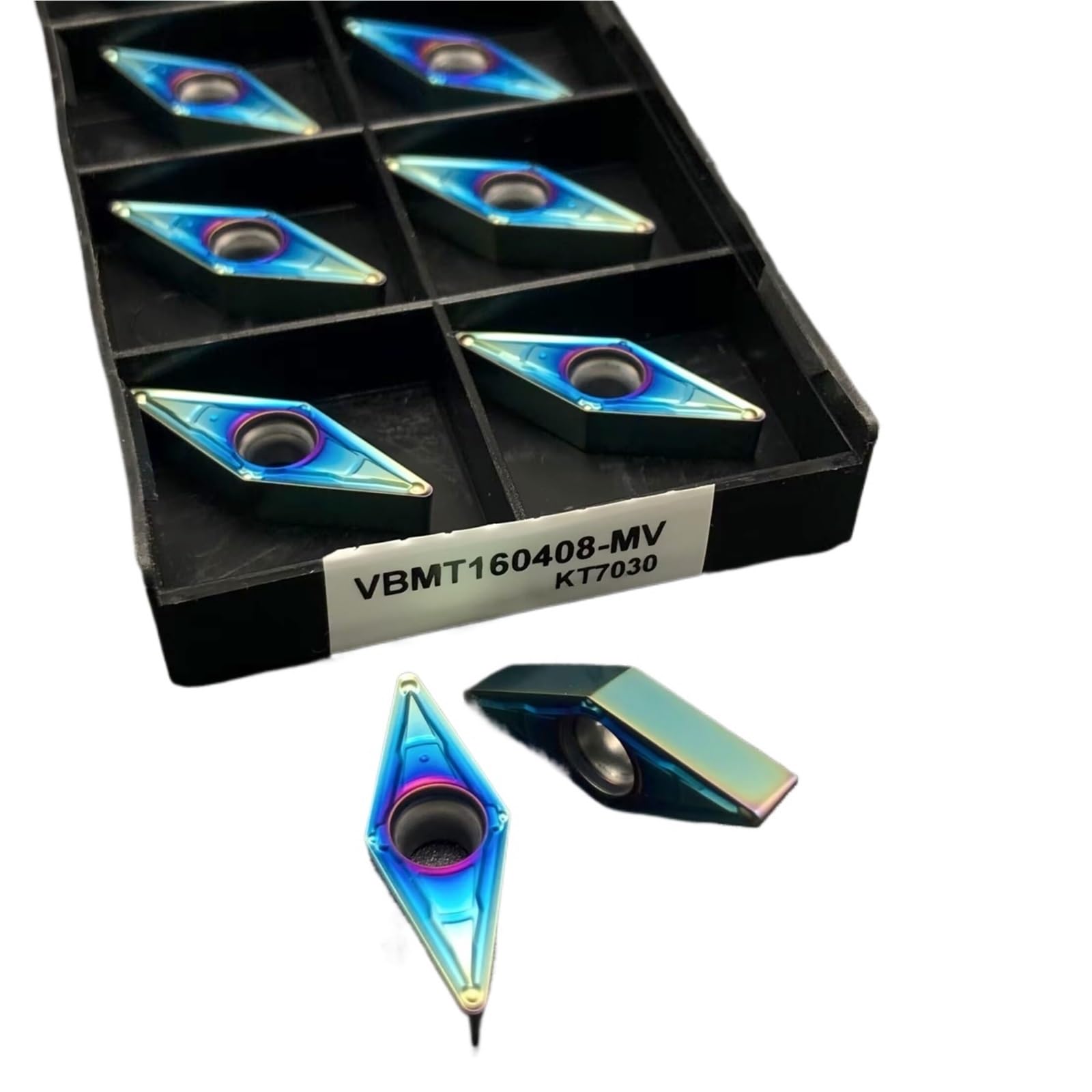 Herramienta De Torneado Cuchillas CNC Aleación Azul, 10 Uds., Procesamiento Aceros Inoxidables(VBMT160408-MV KT7030)