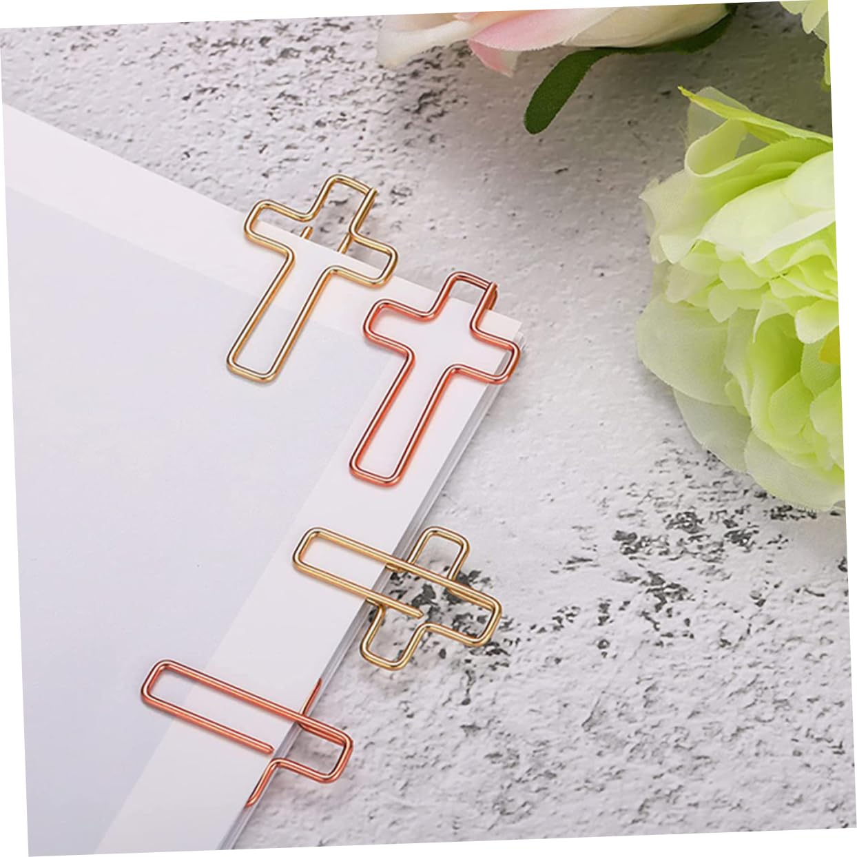 10 pezzi Graffette Metalliche Forma Clip per Documenti Creative Resistenti Adatte per Ufficio e Studio Colorazione Oro Rosa Facili da Usare e Non Danneggiano La Carta