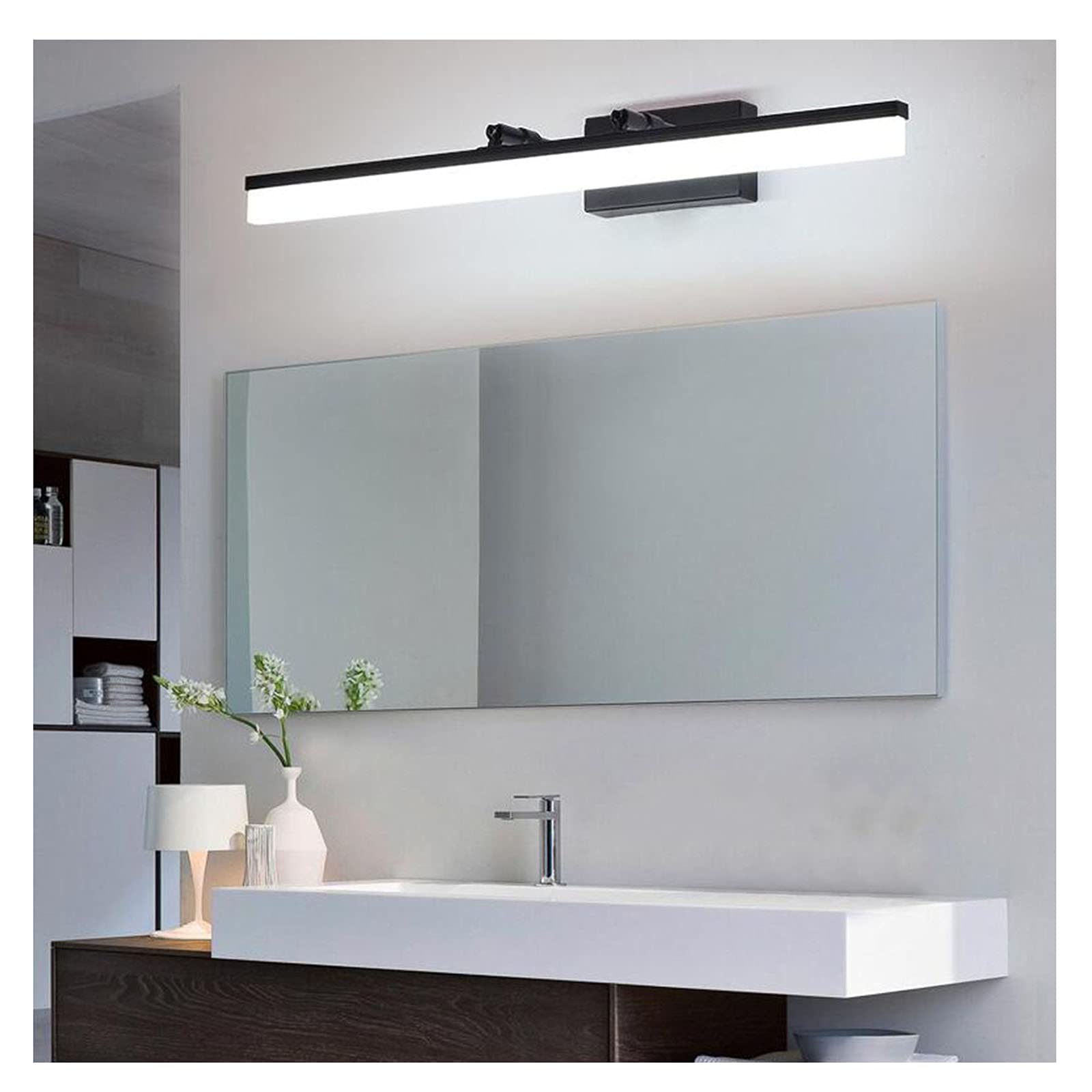 Badspiegellampen Led Badezimmerspiegel Frontleuchte Wasserdicht Ip44 Led Bildbeleuchtung Make-Up Wandleuchte Einstellbare Badspiegelschrankleuchte Wandleuchte/White Light/60Cm