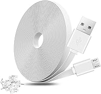 Vista 1 de Cable de extensión de alimentación plano de 40 pies compatible con Wyze Cam/Wyze Cam Pan, cámara Yi, Blink Mini/Blink XT Cam, USB a Micro USB