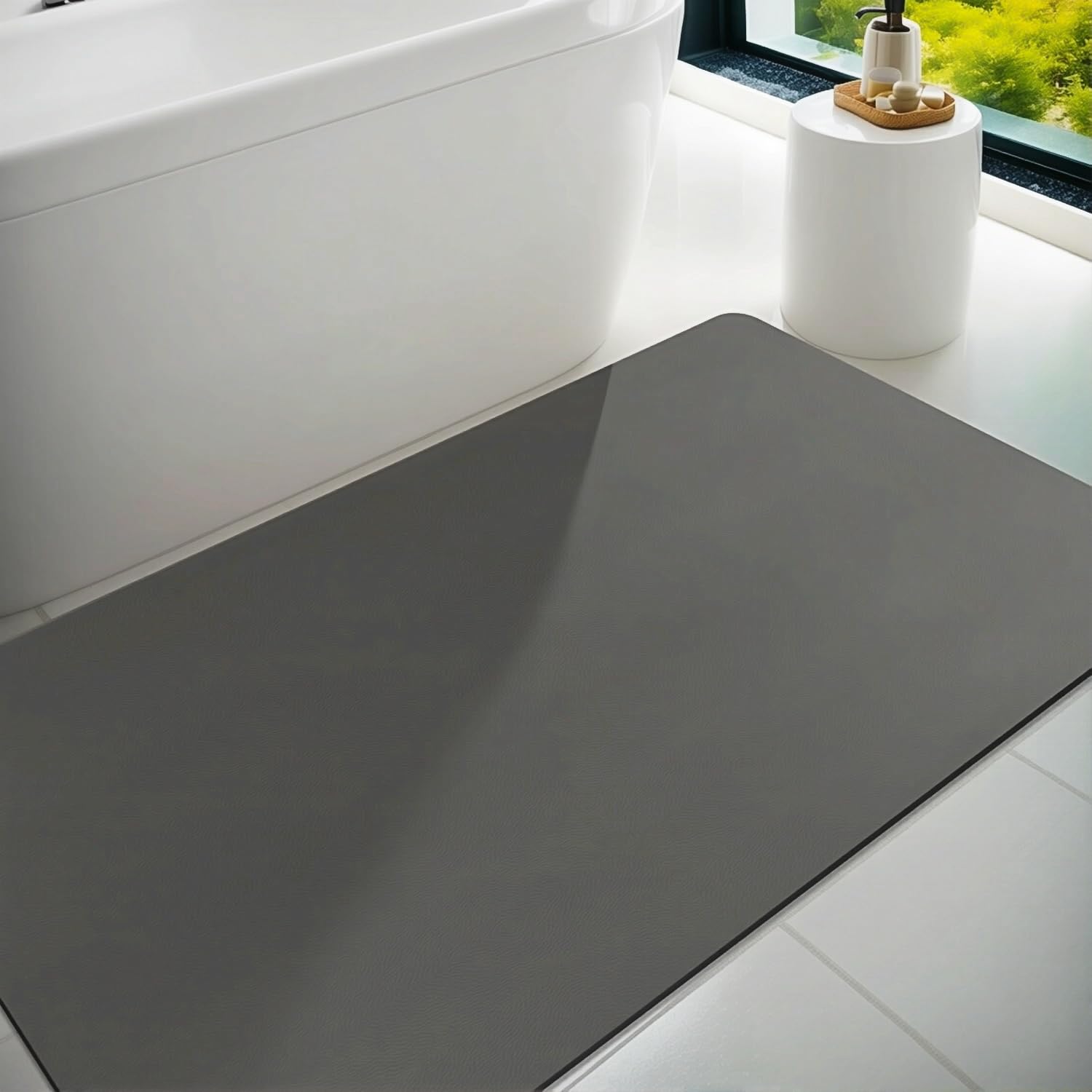 Tappetino da bagno in gomma antiscivolo sottile, assorbente e resistente alle macchie, ad asciugatura rapida, facile da pulire