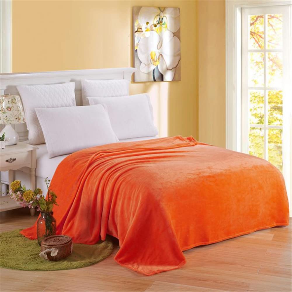 Enen Orange Super Ultra Soft Flannel Fleece Blanket Throw Fluffy Warm Cozy Flannel Microfiber Travel Blanket For Settees/Sofa/Chairs/Couch Lightweight Throw (100X150cm,)