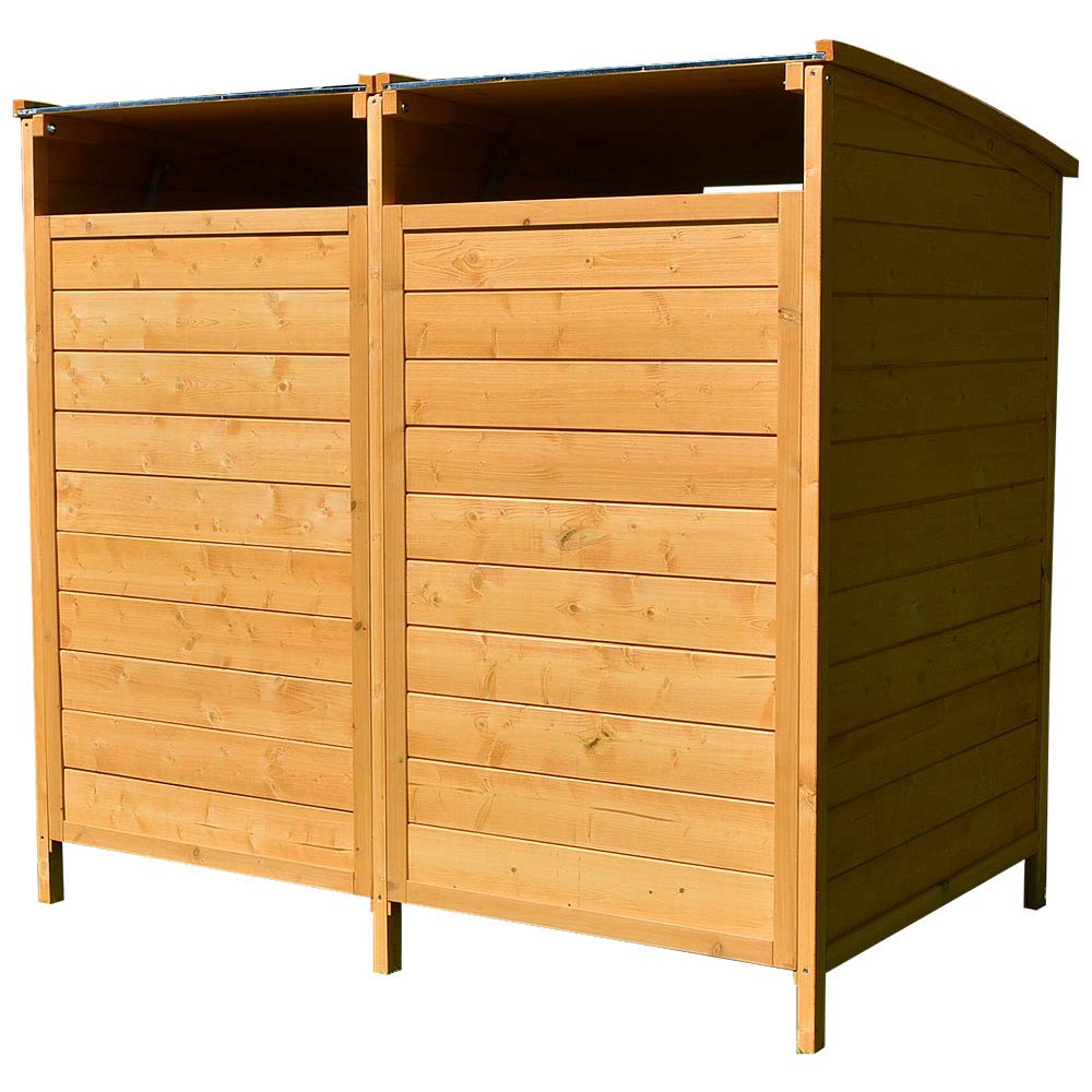 Melko Cache-poubelle 240 l en bois 140 x 85 x 127 cm avec paroi arrière