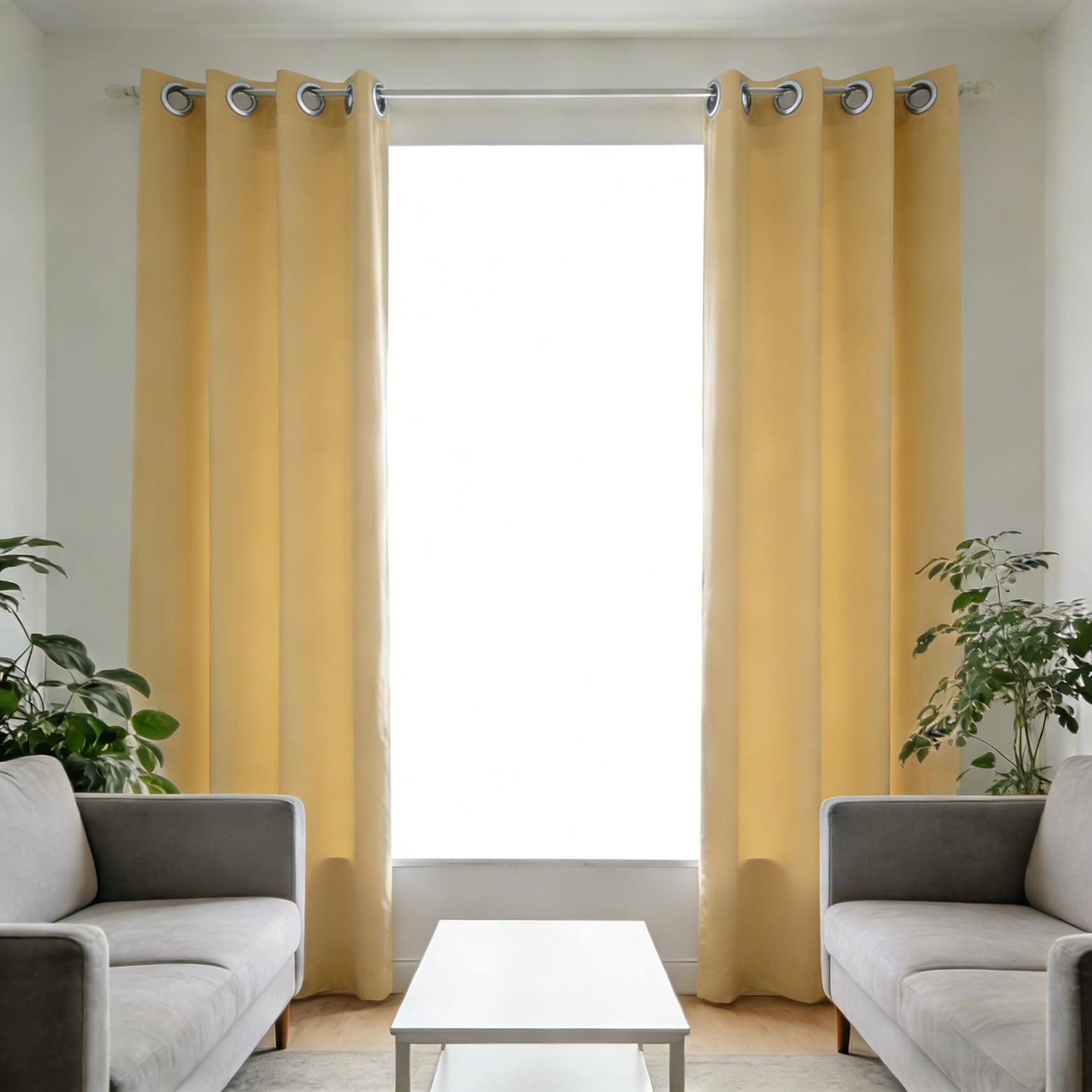 Rideaux voilages phoniques et thermiques crème 125x130 cm pour isoler le salon