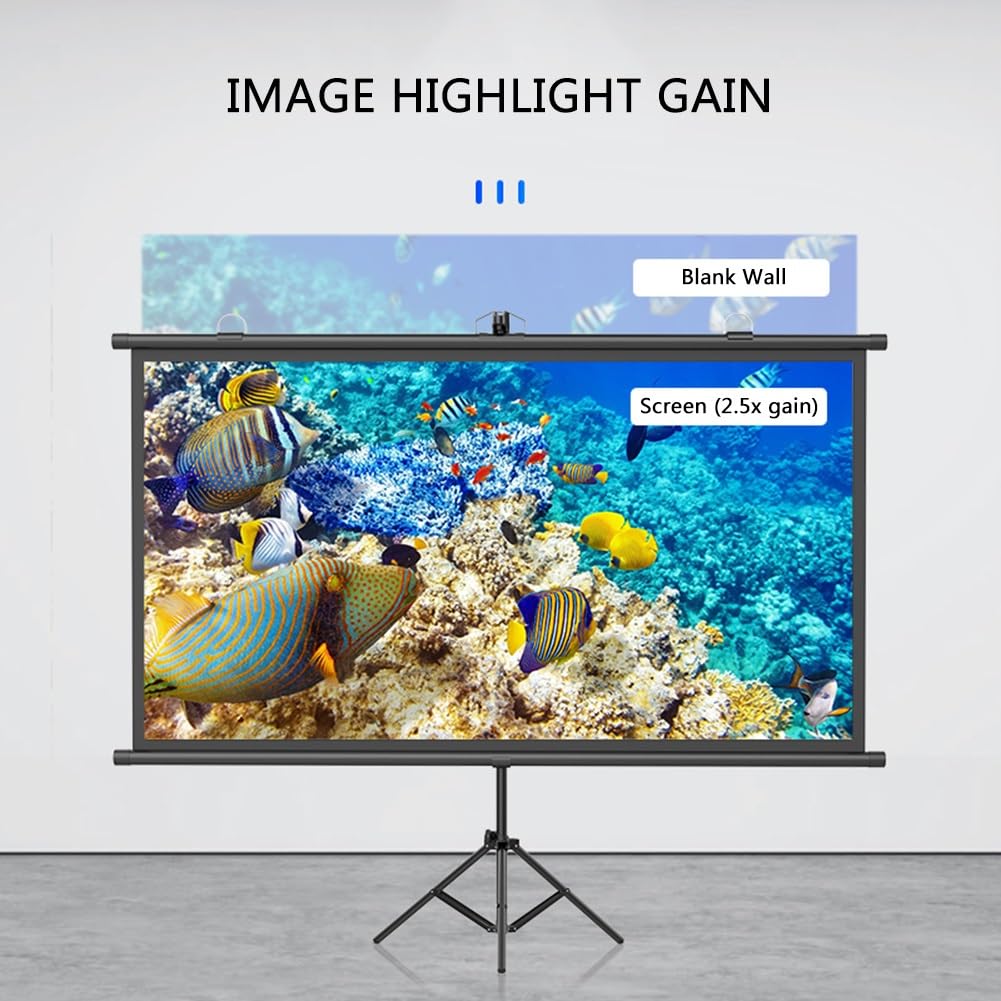 60" 72" 84" Schermo per Film All'aperto per Interni con Treppiede, Schermo di Proiezione 4K HD Montato a Parete 4:3 16:9 per Home Theater Backyard(72" (4:3))