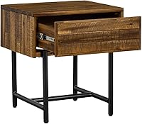 Vista 5 de Cusco - Mesita de noche rústica de acacia, 20 pulgadas de ancho, antigua