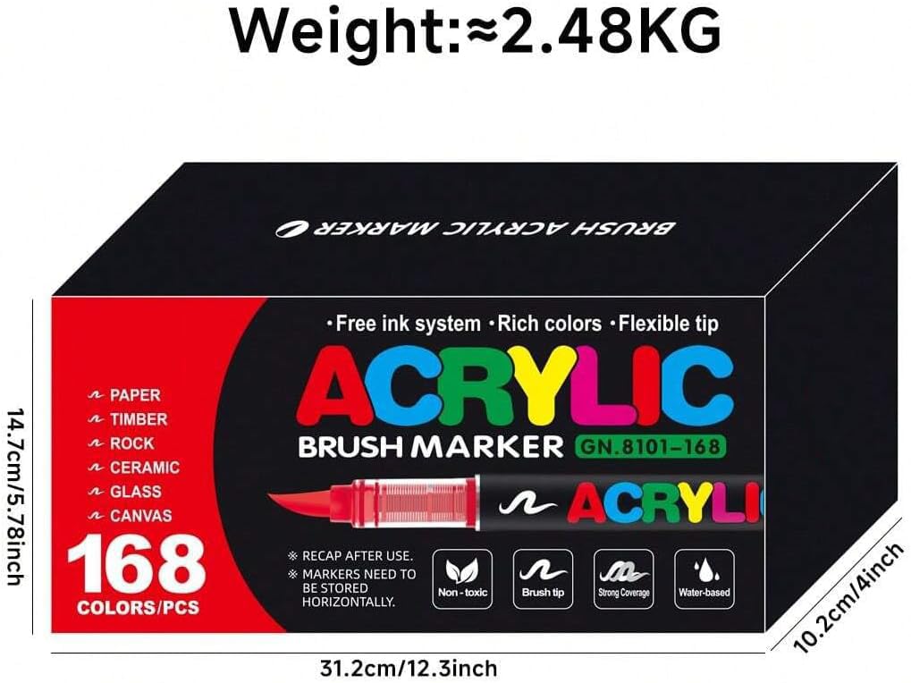ACRYLIC BRUSH MARKER 360色　168色 GUANGNA 168-360 Colors Acrylic Paint Soft Brush Markers Set Soft