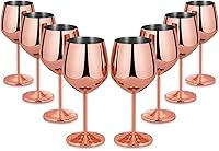 Vista 25 de Lifecapido Copas de Vino de Acero Inoxidable, Copas de Vino con Tallo de Acero Inoxidable de 18 oz, Copas de Vino de Metal con Tallo con Cepillo