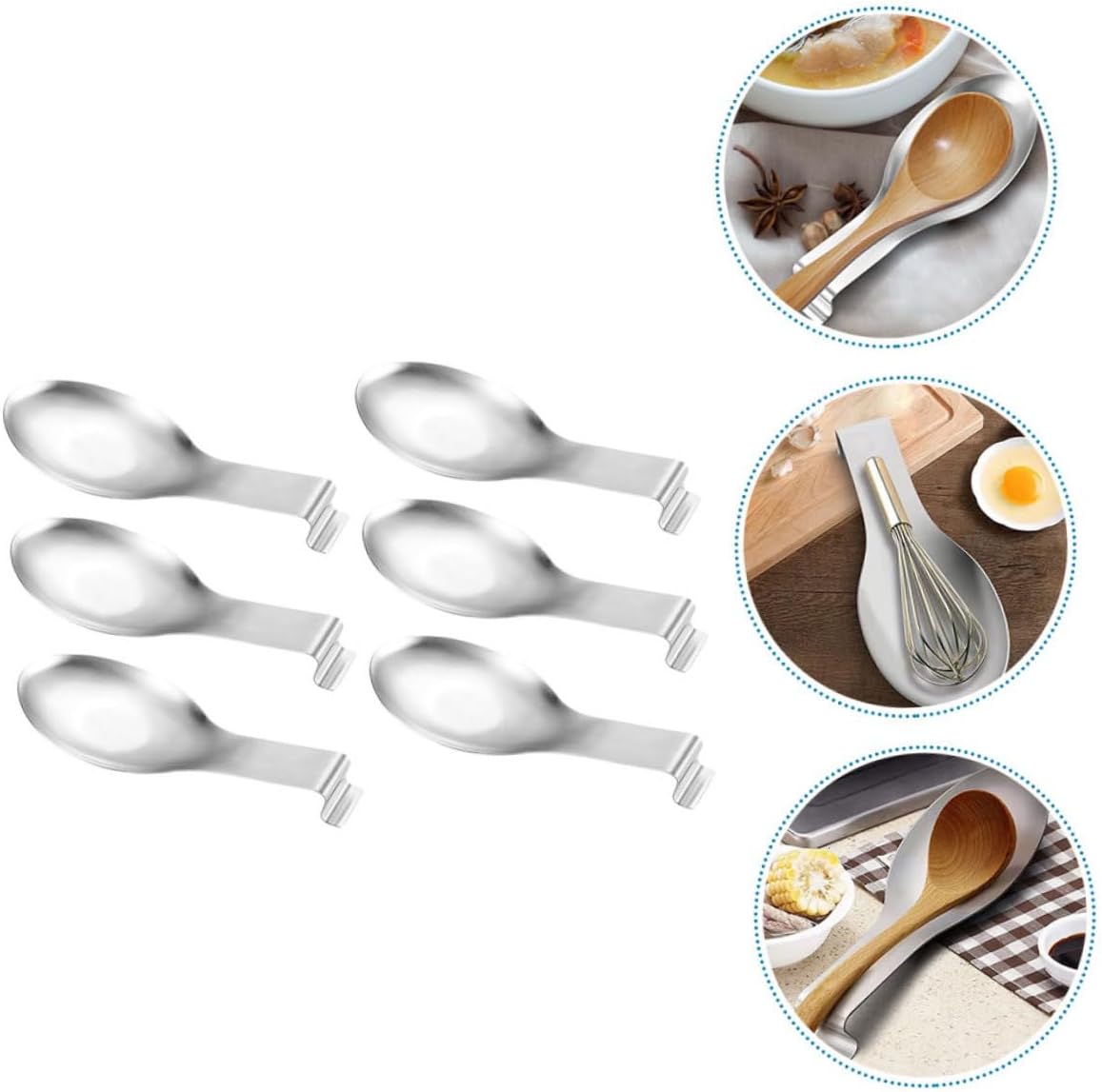 6pcs Stainless Steel Spoon Tray Stove Top Spoon Holder Cooking Utensils Holder