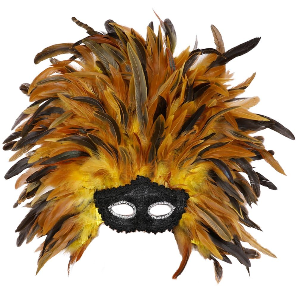 Masque Vénitien à Plumes Demi-Visage Wudaizhi pour Cosplay Halloween et Mardi Gras