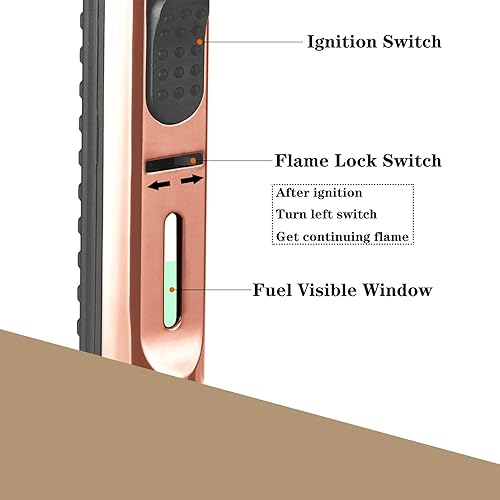 Miniatura 8 de Yeuligo Torch Lighters, 7.6in Long Butane Lighter with Visible Window, Adjustable and Refillable Lighter for Kitchen Fireplace Camping Candle Grill