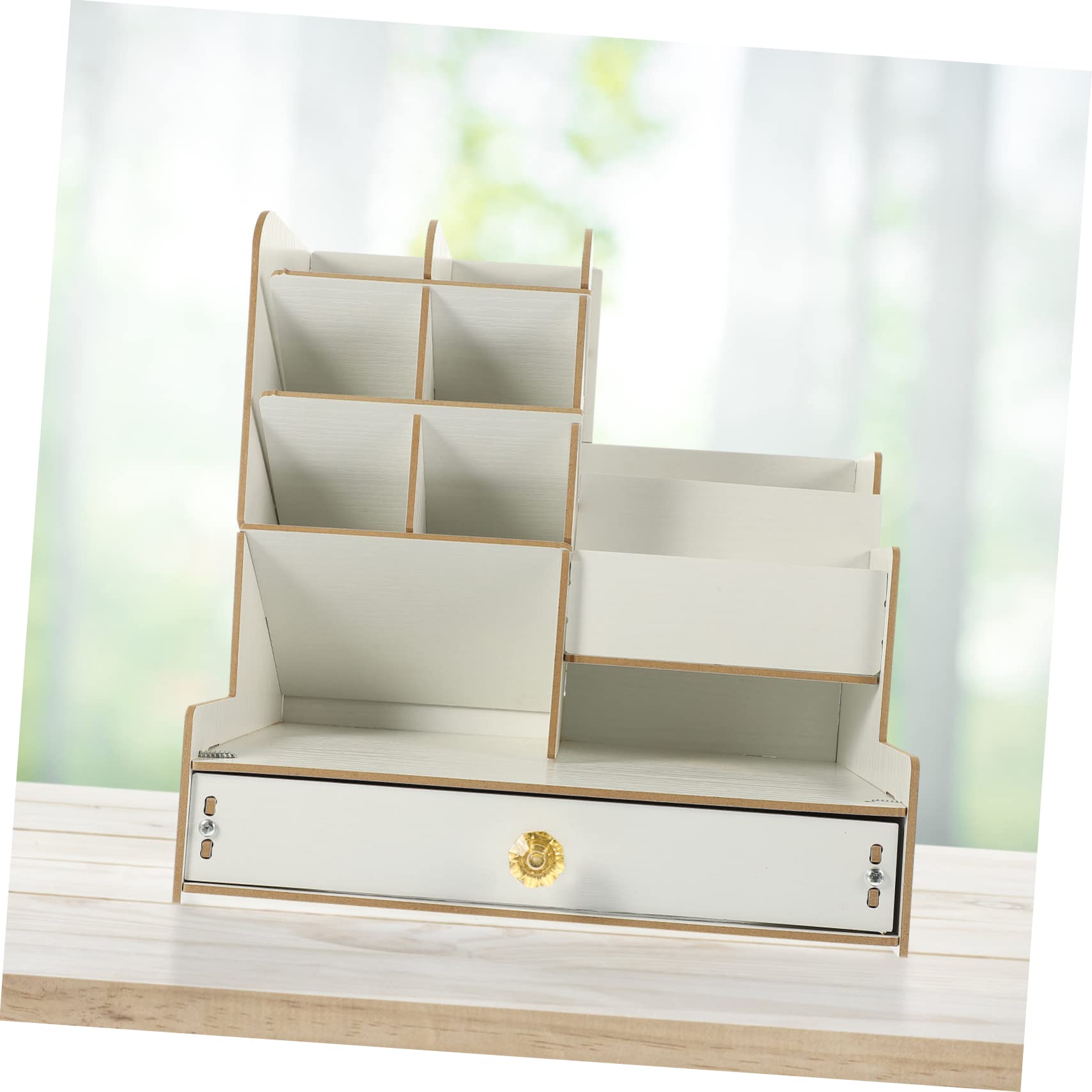 Organizador de Escritorio Compartimentos Grandes Blanco de Madera