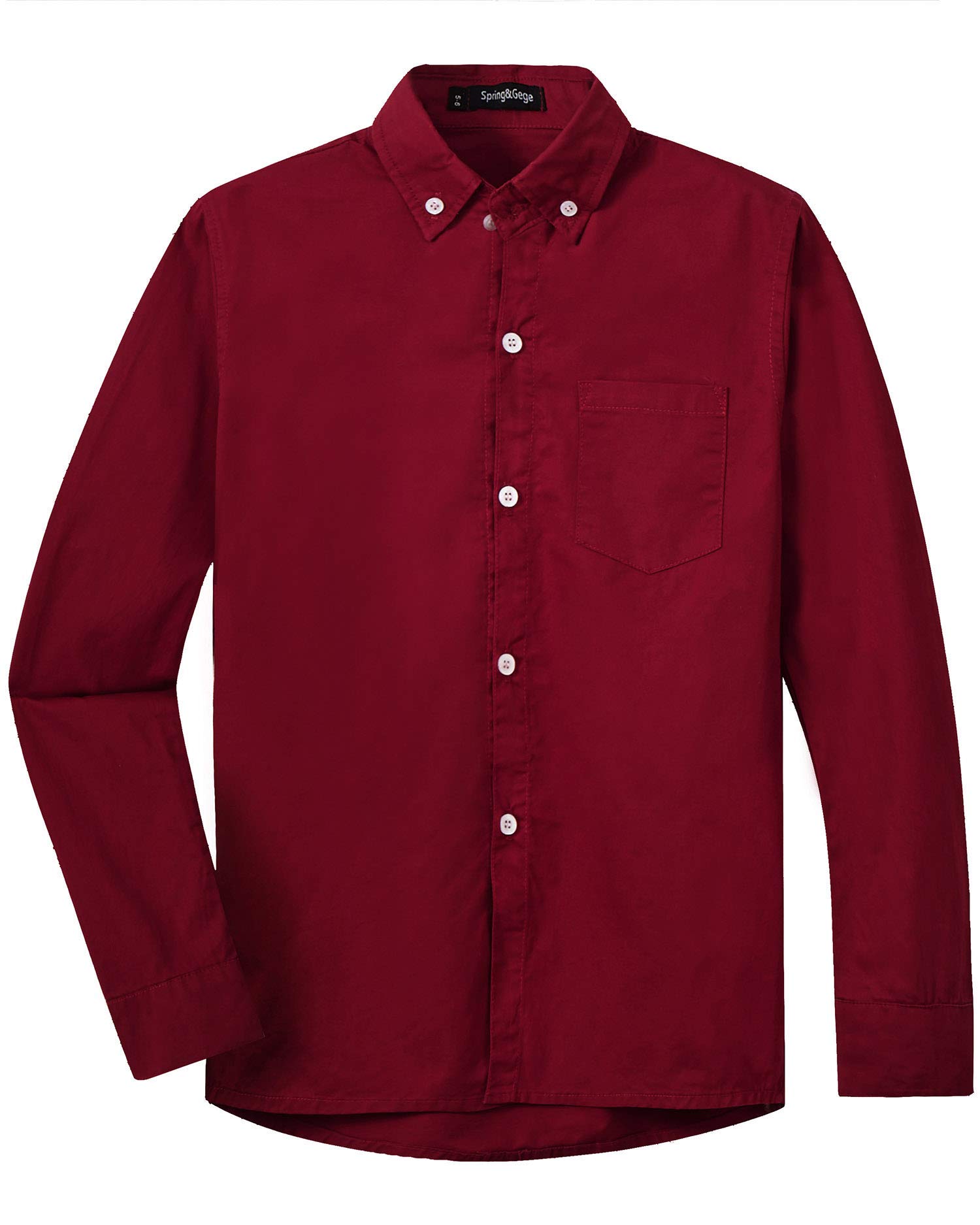 Spring&Gege Camisa de manga larga con botones de sarga de algodón para niños (3-14 años)