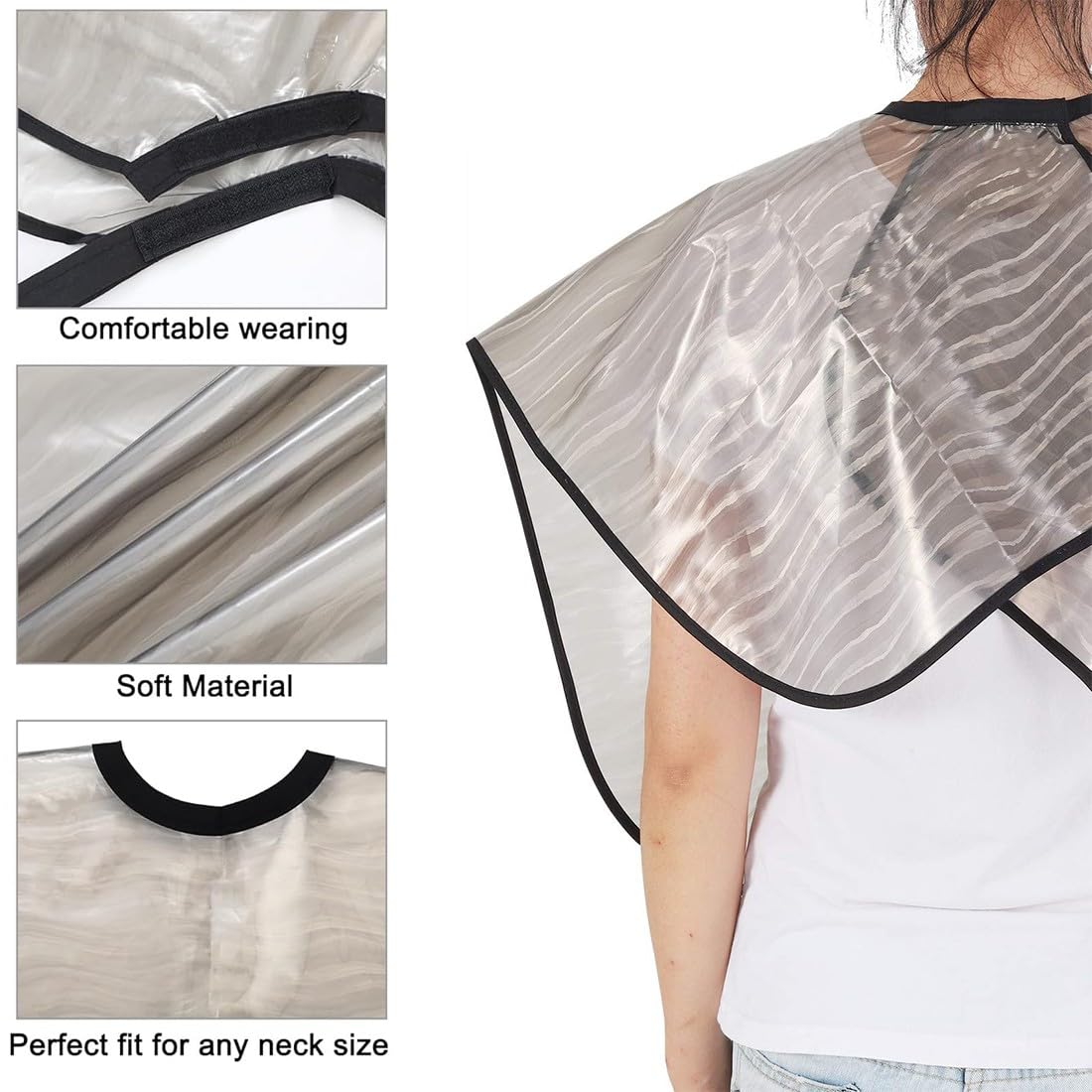 Cape De Protection Imperméable Pour Coiffure Et Maquillage – Grise 84x79cm