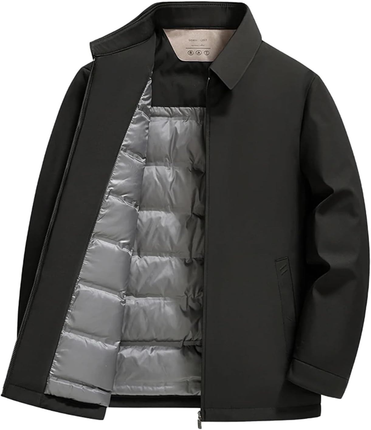 Men Down Jacket Thick Warm Duck Down Business Casual Parka Winter Coat