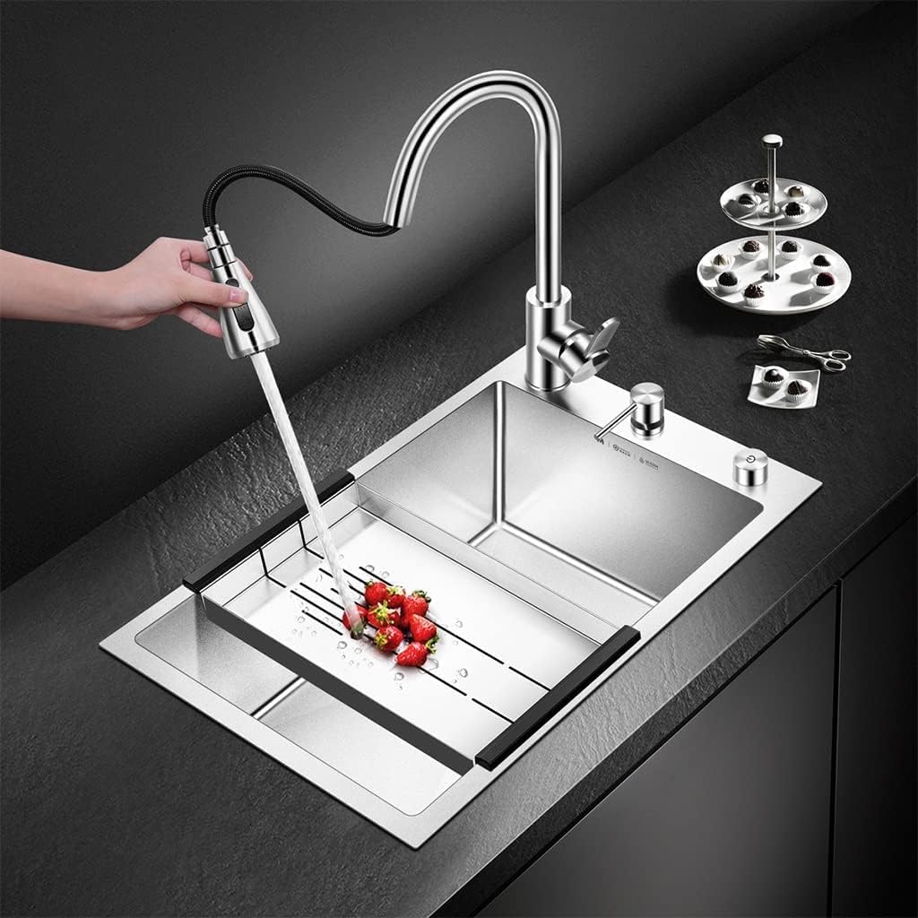 Kitchen Sinks Bar Prep Sink Faucet Kitchen Single Bowl Sink Stainless Steel with Drain Multifunction RV Sink Drop-in Or Undermount